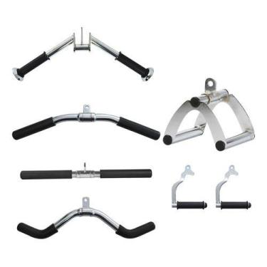 Imagem de Kit 6 Puxadores Tríceps Bíceps Costas Peito Trapézio Pulley - BASE
