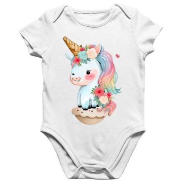 Imagem de Body Bebê Algodão Unicórnio Bebê - Foca na Moda, Branco, GG