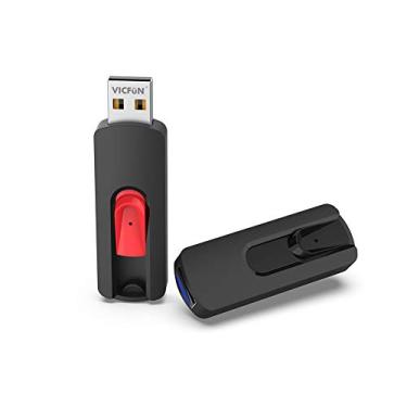 Imagem de VICFUN Pacote com 2 unidades flash USB de 64 GB, pen drive USB 3.0, 64 GB, deslizante, retrátil, armazenamento de dados de 64 G, vermelho/preto
