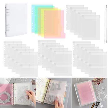 Imagem de Briartw A5 fichário de 6 anéis com 20 inserções - Organize carimbos, matrizes e materiais de artesanato - Material de polipropileno (PP) - Inclui 5 individuais, 5 duplos, 5 triplos, 5 bolsos