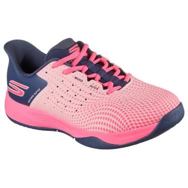 Imagem de Skechers Tênis feminino sem cadarço Viper Court Reload Hands Free, Rosa/cinza, 41