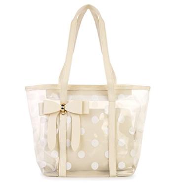 Imagem de Bolsa feminina transparente multiuso bolsa de ombro bolsa de praia bolsa de trabalho Able, Bege, 15.7''(L)*3.9''(W)*11''(H)
