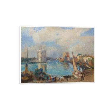 Imagem de MUHJDYC Pintura de paisagem arte de parede famosa - Impressão em tela com moldura branca - Imagem vintage para sala de estar quarto decoração de parede de casa pronta para pendurar - Porta 60 x 80 cm