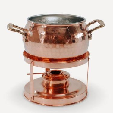 Imagem de Conjunto para Fondue Rechaud em Cobre Puro Artesanal 1900ml - Full Eco