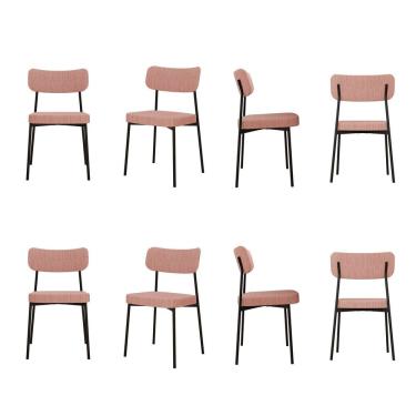 Imagem de Kit com 8 Cadeiras para Sala de Jantar Mona Yescasa Rosa/Preto