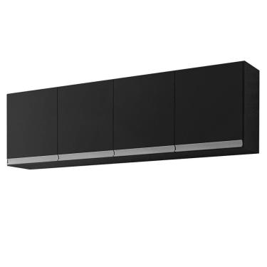 Imagem de Armário Aéreo Andréia 160cm 4 Portas Preto - Ajl Móveis Preto