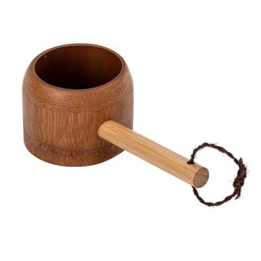 Imagem de Ioensy Concha de bambu, colher de chá japonesa multifuncional para banho, colher de água para cozinha, regar plantas, grãos de café, jardim, sauna, Cor Escura