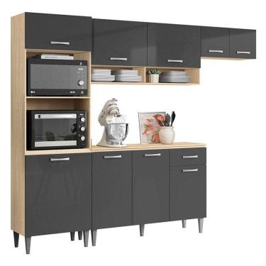 Imagem de Kit Cozinha Atenas Com Balcão Avena Grafite - Aramóveis