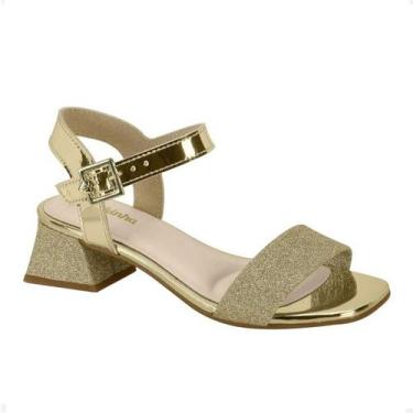 Imagem de Sandália Infantil Feminina Dourada Salto Baixo Social Festa - Molekinh