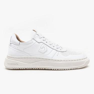 Imagem de Sapatenis Democrata Masculino Denim Block Couro Casual, Branco, 42