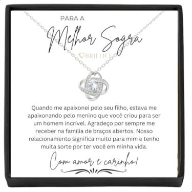 Imagem de Presente Para Sogra Colar Feminino em Aço Inox Banhado a Prata com Zircônias Kit Presente Para Sogra Sou Nora Sou Genro (Sou Nora)