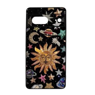 Imagem de qizjio Capa de telefone vintage de mosaico celestial à prova de choque com pingente de astrologia céu noturno capa de telefone para Google Pixel 7