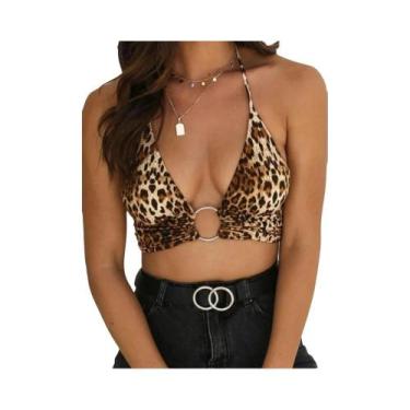 Imagem de Top Cropped Feminino Slim Fit Com Decote Em V Para O Verão, Camisola S