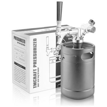 Imagem de Chopeira Portátil 1.8L com Torneira e Regulador de CO2, Aço Inoxidável, TMCRAFT, Preto