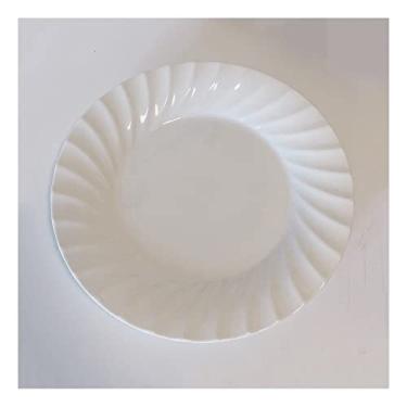 Imagem de Lata de lixo Placa de jantar branca simples, placa de cerâmica para jantar em casa, sobremesa, salada, restaurante, café, placa plana, prato raso, disco profundo