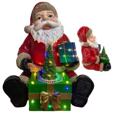 Imagem de Papai Noel Natalino Arvore Natal Som Led Trem Giratorio Decoraçao Mesa