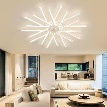 Imagem de Ventilador De Teto Com Luzes, Moderno Ventilador De Teto Com Controle Remoto Silencioso E ReguláVel, Luz Pendente De Ventilador De 6 Velocidades Para Sala De Estar, Sala De Jantar, Quarto (Branco)