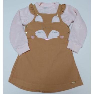 Imagem de Conjunto Vestido Jardineira Blusa Pelo Menina Paraiso 14801-Feminino