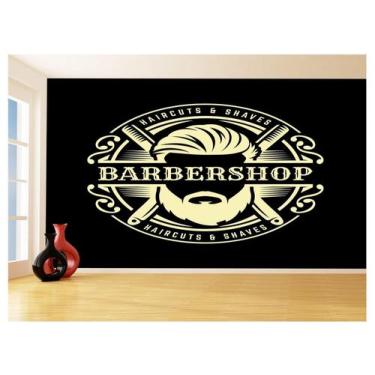 Imagem de Papel De Parede 3D Barbearia Barber Shop Logo 3,5M Brb28 - Você Decora