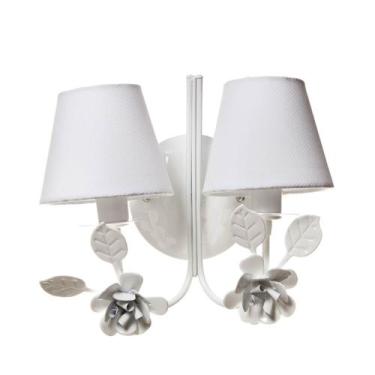 Imagem de Arandela 2 Lâmpadas Flores Grandes Brancas Quarto Infantil - Potinho d