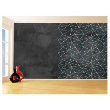 Imagem de Papel De Parede Concreto Linhas Azul Turquesa 3,5M Kkt320 - Você Decor
