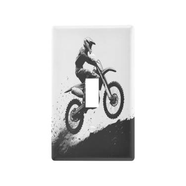 Imagem de Blueangle Capa para placa de parede para interruptor de luz - Motocross Rider Light Switch Cover Decorativa Placa de Parede, Tamanho 1 - Gangue 4,53 x 2,76 polegadas (368)