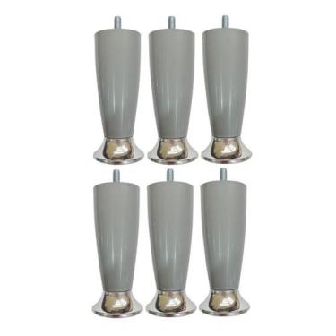 Imagem de Kit Pé Cama Box Queen Bipart Baú Rubi Cinza Cromado 12cm - Zoe & Chari