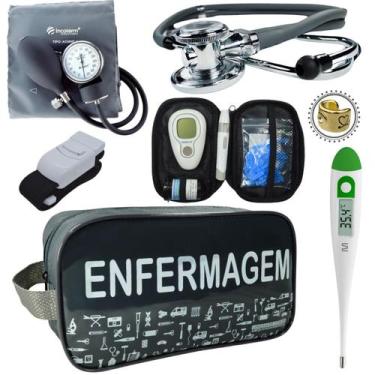 Imagem de Kit Enfermagem Esteto Com Medidor Glicose Aparelho Pressão - Love Saud