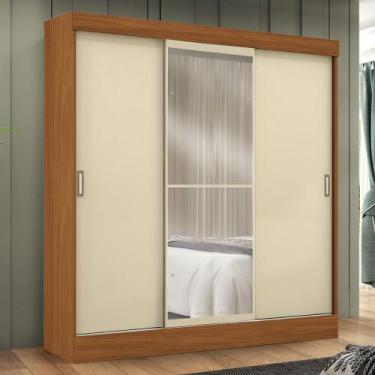 Imagem de Guarda-Roupa Solteiro San Marino 3 Portas 2 Gavetas com Espelho Cinamo