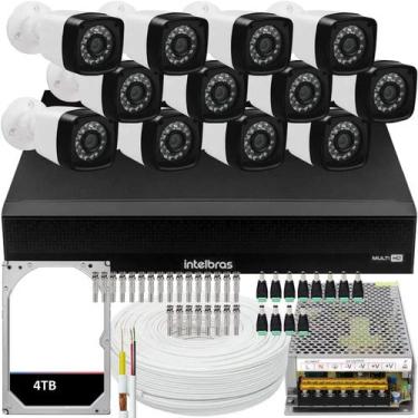 Imagem de Kit Dvr Intelbras 16 Canais H.265 4tb 12 Câmeras Full Hd 20m