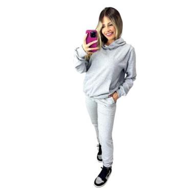 Imagem de Conjunto moletom calça e capuz feminino e masculino unissex inverno - 