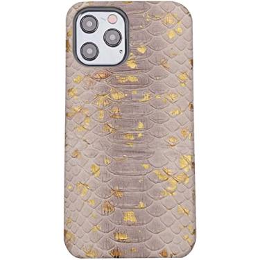 Imagem de CYSUE Capa traseira de telefone empresarial, para Apple iPhone 14 Plus (2022) 6,7 polegadas Python couro à prova de choque capa de proteção respirável (cor: B)