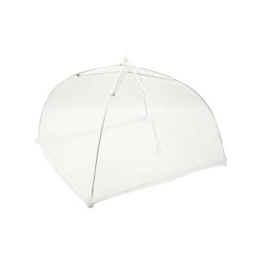 Imagem de Tela Protetora Retrátil para Alimentos, Mosquiteira em Tule, Cobertura Dobrável para Mesa, Branca, 35cm