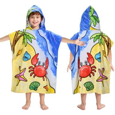 Imagem de Tirrinia Toalha de praia infantil com capuz, toalha poncho super absorvente e aconchegante, toalha de natação para crianças, meninos, meninas, na praia, piscina, presentes de aniversário para crianças