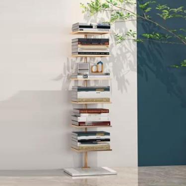 Imagem de Torre de livros de lombada de metal, torre de estante vertical moderna, estante invisível do chão ao teto, para escritório em casa, sala de estar, quarto, cozinha, ouro 35 x 28 x 114 cm