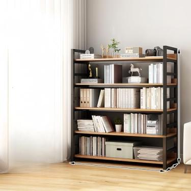 Imagem de Estante de madeira com painel traseiro, organizador de armazenamento seguro para livros, brinquedos e mais - opções multicoloridas (A5100)