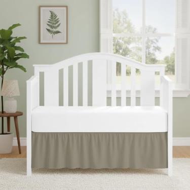 Imagem de Saia para cama de berço de luxo 71 cm x 132 cm com queda de 35 cm, macia e respirável, com babados, serve para berço padrão e cama infantil, tecido de microfibra, babados, saia de cama para bebês