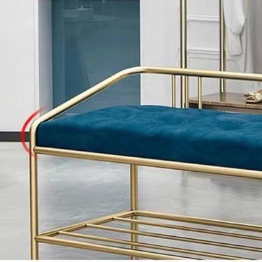 Imagem de Banco de sapatos de entrada com almofada, organizador de sapateira para porta da frente, banco de armazenamento acolchoado, prateleira de madeira maciça, solução de armazenamento de sapatos elegante