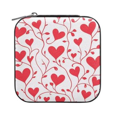 Imagem de Burbuja Caixa de joias Love Hearts Mini estojo de joias de viagem para mulheres e meninas, estojo organizador de joias para brincos, anéis, colares e pulseiras