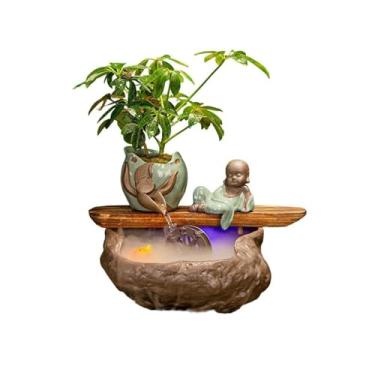 Imagem de CFGH6FDF Fonte de água de mesa ornamentos de água atraem riqueza fonte de mesa para escritório doméstico pequeno decoração de aquário de negócios fonte de mesa de inauguração de casa