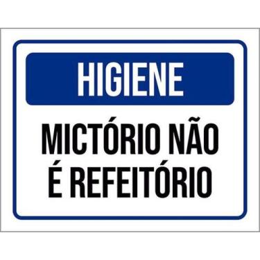Imagem de Kit 3 Placas Higiene Mictório Não É Refeitório Azul 27X35 - Sinalizo