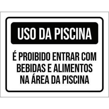 Imagem de Kit 5 Placas Proibido Entrar Bebidas Alimentos 27X35 - Sinalizo