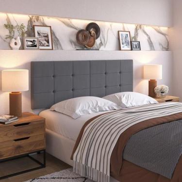 Imagem de Cabeceira De Cama Box Casal 1,60cm Estofada Quarto - Bia - Cor Cinza -