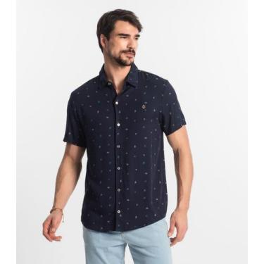 Imagem de Camisa Masculina Viscose Estampada Diamentro Azul - Diametro, M, Azul