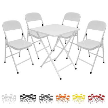 Imagem de Conjunto Mesa C/ 4 Cadeiras Dobráveis Bar Restaurante Aço - Utility, B