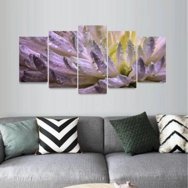 Imagem de Quadro decorativo Mosaico Arte Flor Gotas Macro 5 Peças