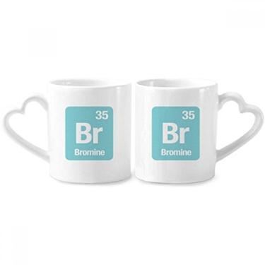 Imagem de Conjunto de canecas de porcelana Br Bromine Chemical Element Science Couple Ceramic Lover Cup Heart Handle
