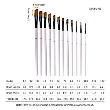 Imagem de LUGU Conjunto de pincéis de 12 peças de pincéis angulares de náilon Conjunto de pincéis de tinta pa elos de acrílico pa a sta de pintu a ó em aquarela Kits de pintu profissional b nco