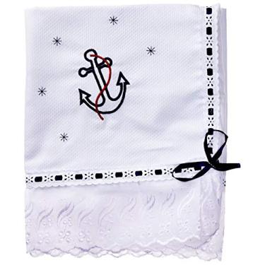Imagem de Laura Baby-Manta de Piquet com Lasie Náutico, Branco/Azul Marinho, 90x90 cm