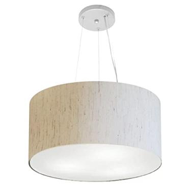 Imagem de Lustre Pendente Cilíndrico Cúpula Tecido 45x21 cm, Vivare Iluminação, Pendente4185 LLA-35, Linho Bege, Médio